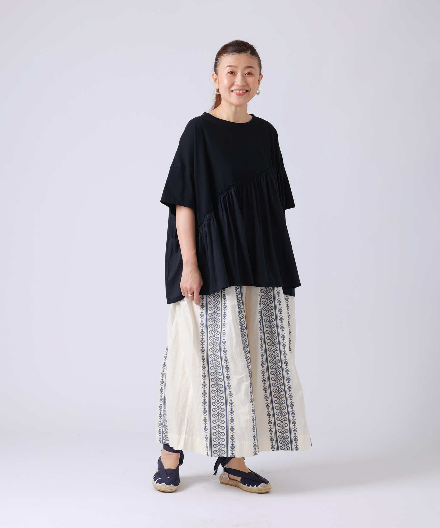 Cotton Silk Soft 天竺 モックネックAラインプルオーバー | ITEM